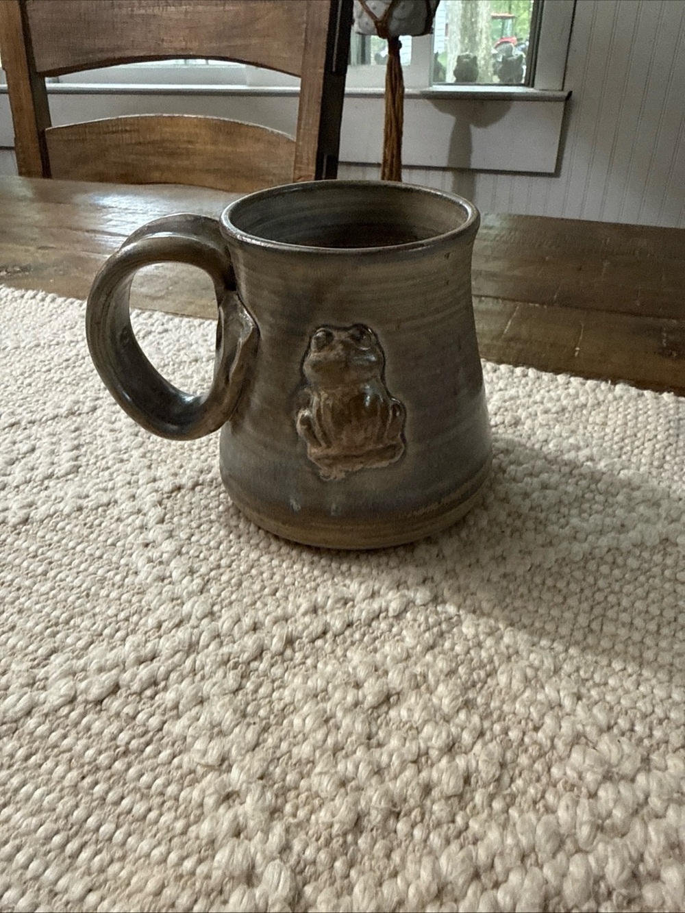 Gray Ceramic Hand Thrown Signed Frog Coffee/Tea Mug